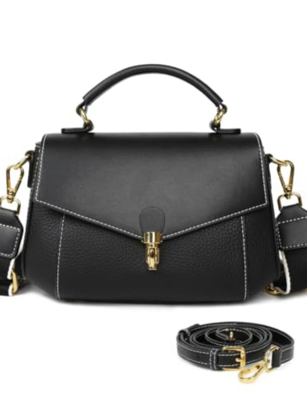 Genuine Leather Crossbody Shoulder Bag with Detachable Straps